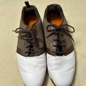 FootJoy FJ Contour Leather Spiked Golf Shoes Brown‎ White 13 M 54096 Mens